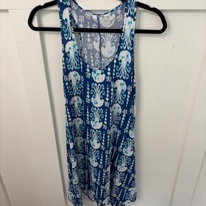 Lee White and Blue Floral-Print Tank Top